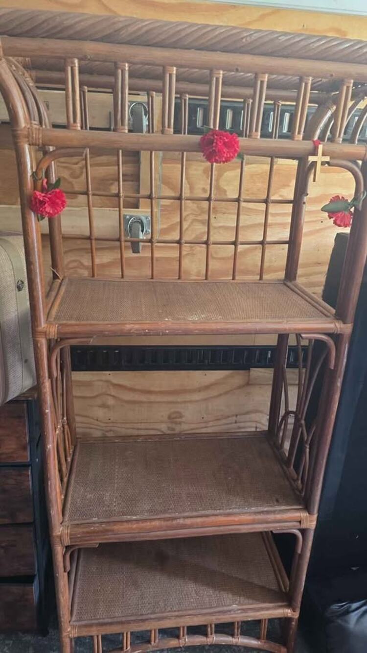 Vintage Rattan Etagere Shelf